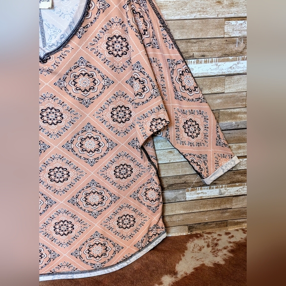 Boho Jane Pink Boho With Black Stitching Dolman Sleeve Top - Picture 4 of 14